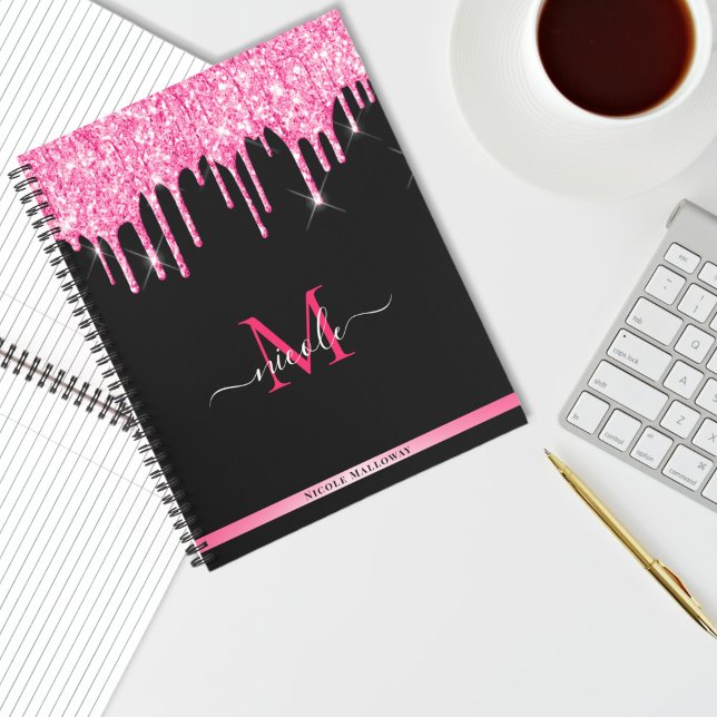 Carnet noir de Parties scintillant de séchage rose (Créateur téléchargé)