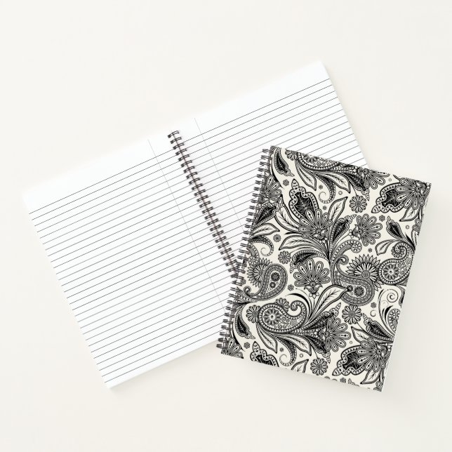 Carnet Noir et blanc à motifs paisley  (Intérieur)