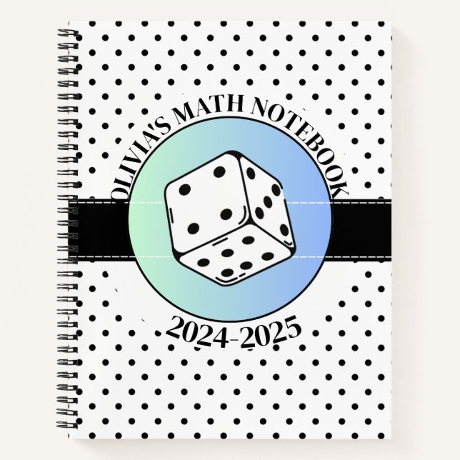 Carnet Noir et blanc comestible Élégant MATH (Devant)