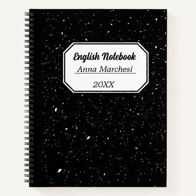 Carnet Noir Et Blanc Consommables Anglais Traditionnel (Devant)