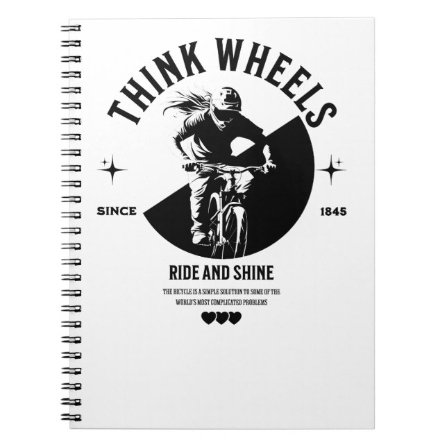 Carnet noir et blanc cycliste (Devant)