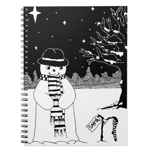 Carnet noir et blanc jolie neige scène Noël (Devant)