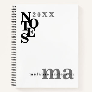Carnet Noir et blanc Personnalisé Moderne Minimaliste