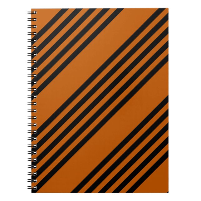 Carnet Noir et brûlé orange cinq bandes motif (Devant)