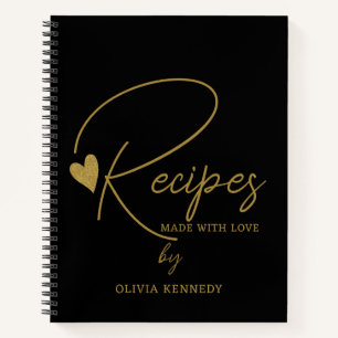 Carnet Noir Et Or Personnalisé Fabriqué Avec Recette D'Am