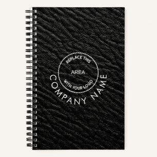 Carnet Noir Faux Leather Nom de l'entreprise Logo Code QR