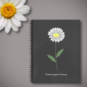 Carnet noir Fleur de marguerite botanique