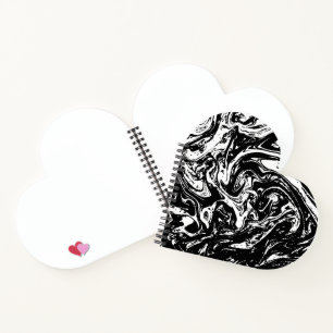 Carnet Noir & Marbre blanc Style Coeur Spiral Ordinateur 