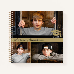 Carnet Noir & Or 3 Photo Graduation Guestbook Note