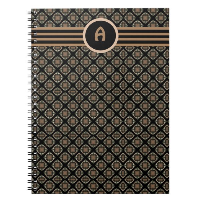 Carnet Noir & Or Moderne Motif de Monogramme classique (Devant)