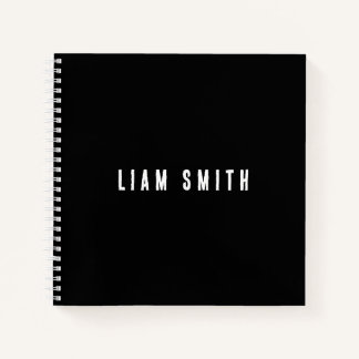 Carnet noir personnalisé avec monogramme moderne