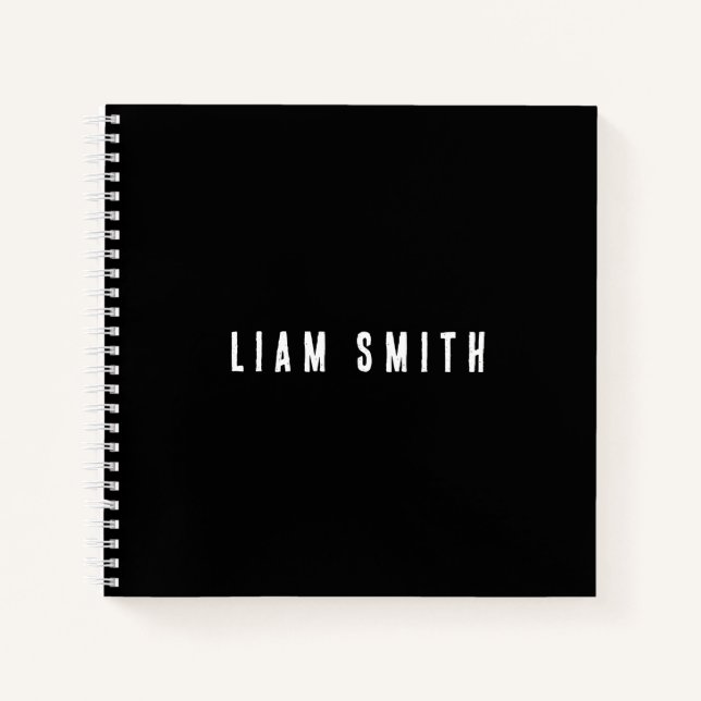 Carnet noir personnalisé avec monogramme moderne (Devant)