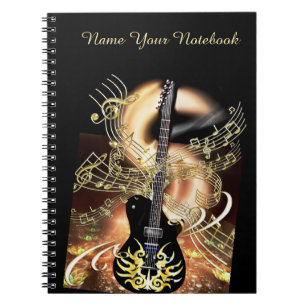 Carnet noir personnalisé de musique de guitare