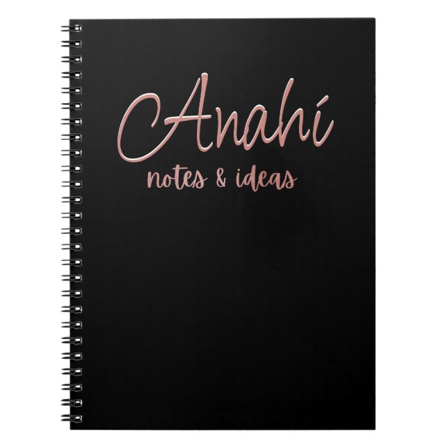 Carnet Noir personnalisé | Faux Rose Gold Foil Notes et i (Devant)