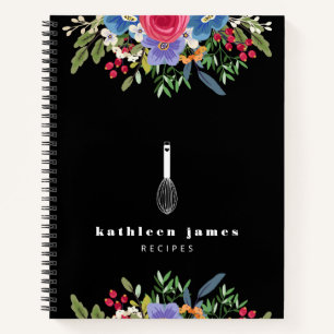 Carnet Noir rose Fleurs Bleu Nom du Whisk