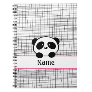 Carnet noir rose Panda Bear personnalisé
