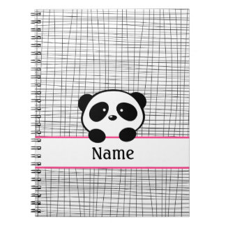 Carnet noir rose Panda Bear personnalisé