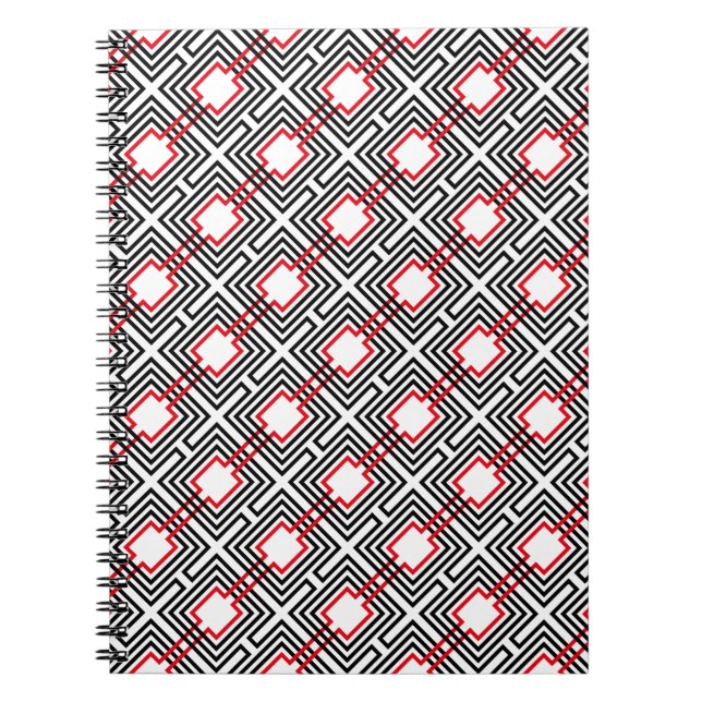 Carnet Noir Rouge & Géométrique Blanc (Devant)