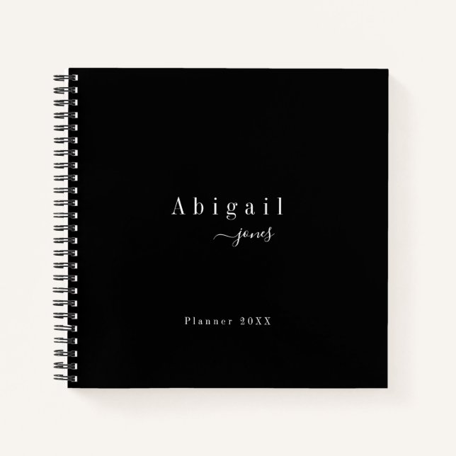 Carnet Noir Simple Script Moderne Luxe Professionnel (Devant)