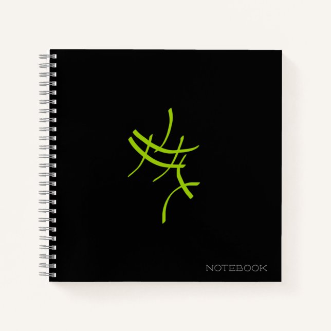 Carnet Noir Vert Minimaliste d'Art Abstrait (Devant)