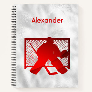 Carnet Noix de hockey sur glace gardien rouge