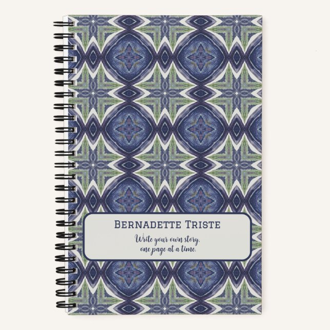 Carnet Nom Aquarelle de texte Motif géométrique Abstrait (Recto)