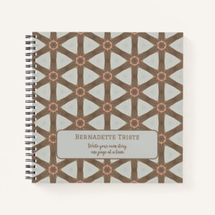 Carnet Nom Aquarelle Géométrique Pinwheel Motif Brown