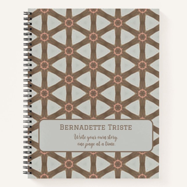 Carnet Nom Aquarelle Géométrique Pinwheel Motif Brown (Devant)