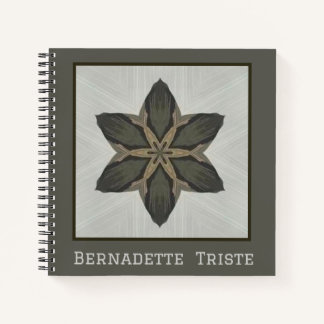 Carnet Nom Aquarelle Géométrique Star Motif Gris Brown