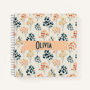 Carnet Nom botanique vintage printemps orange et vert