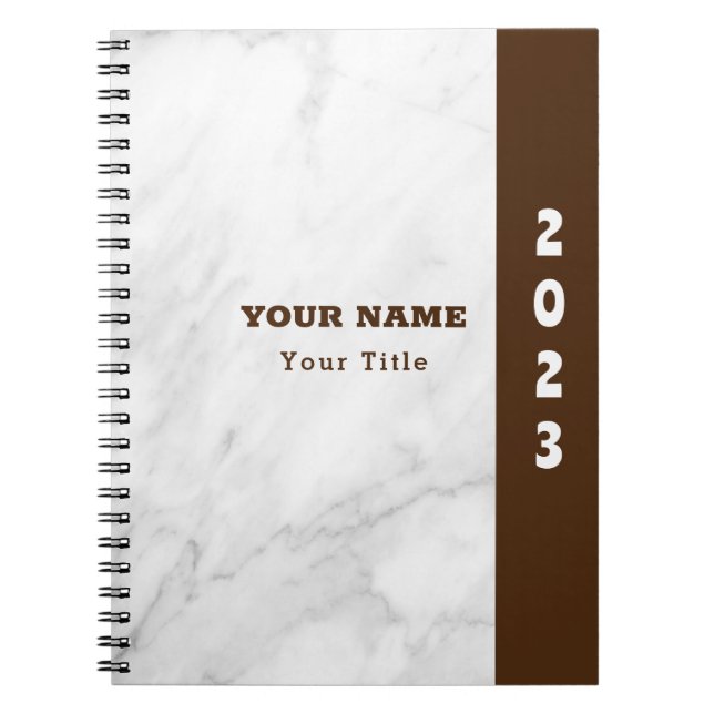 Carnet Nom Classique Personnaliser Marbre Blanc (Devant)