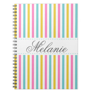 Carnet Nom coloré de coutume de motif de rayures