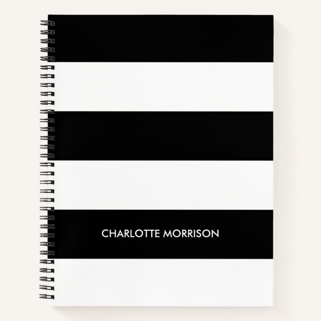 Carnet Nom de bande moderne monogramme noir et blanc (Devant)