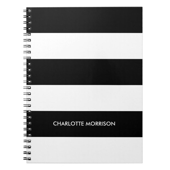 Carnet Nom de bande moderne monogramme noir et blanc (Devant)