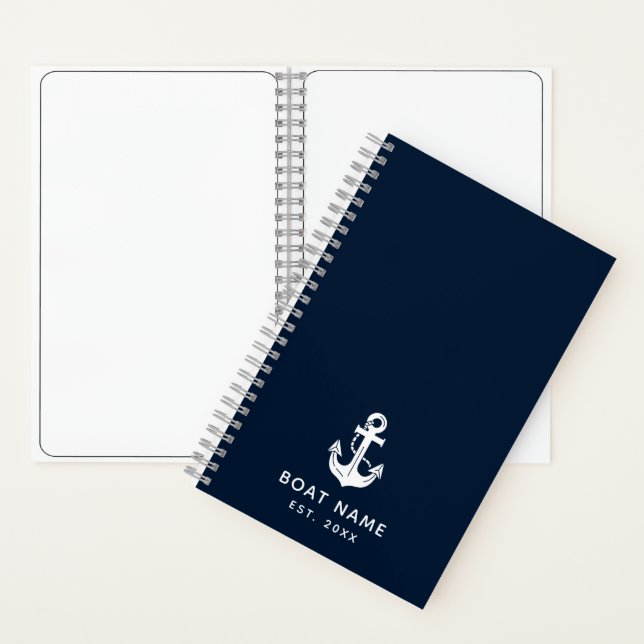 Carnet Nom de bateau nautique personnalisé Ancre (À l'intérieur)