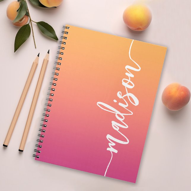 Carnet Nom de calligraphie rose orange élégant (Créateur téléchargé)