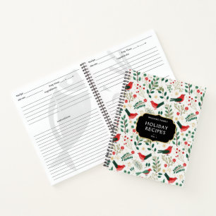 Carnet Nom de famille festif Holly Oiseaux Recettes de va
