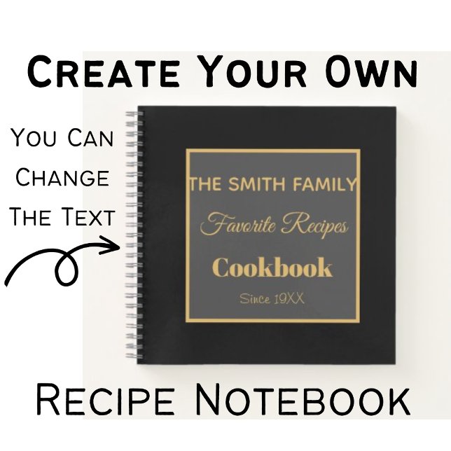 Carnet Nom de famille personnalisé Cookbook NOIR Recette (Créateur téléchargé)