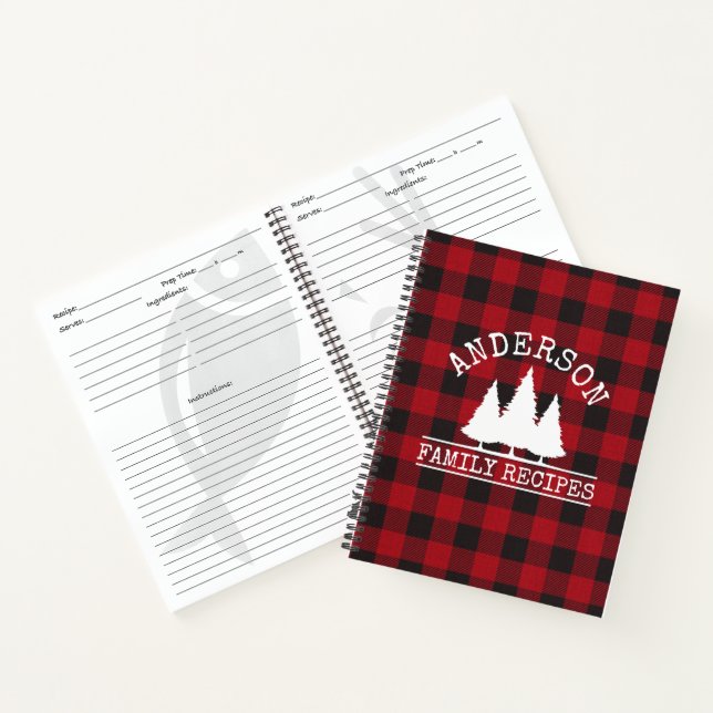 Carnet Nom de famille Red Buffalo Plaid Recette (Intérieur)