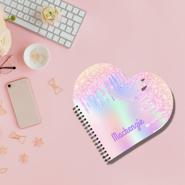 Carnet Nom de fille holographique rose violet (Créateur téléchargé)