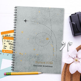 Carnet Nom de la demande Avion Light Grey Gold Travel