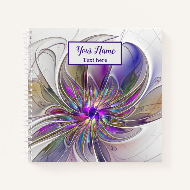 Carnet Nom de la fleur fractale Abstraite, énergétique et (Devant)