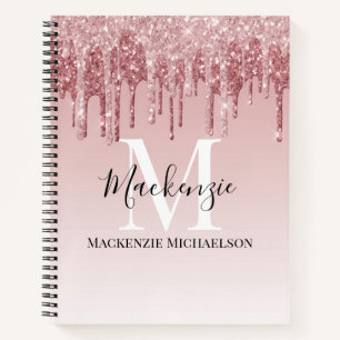 Carnet Nom de la Parties scintillant Monogram Pink Ombre