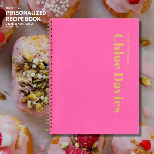 Carnet Nom de la recette de monogramme rose et or gras mi (Créateur téléchargé)
