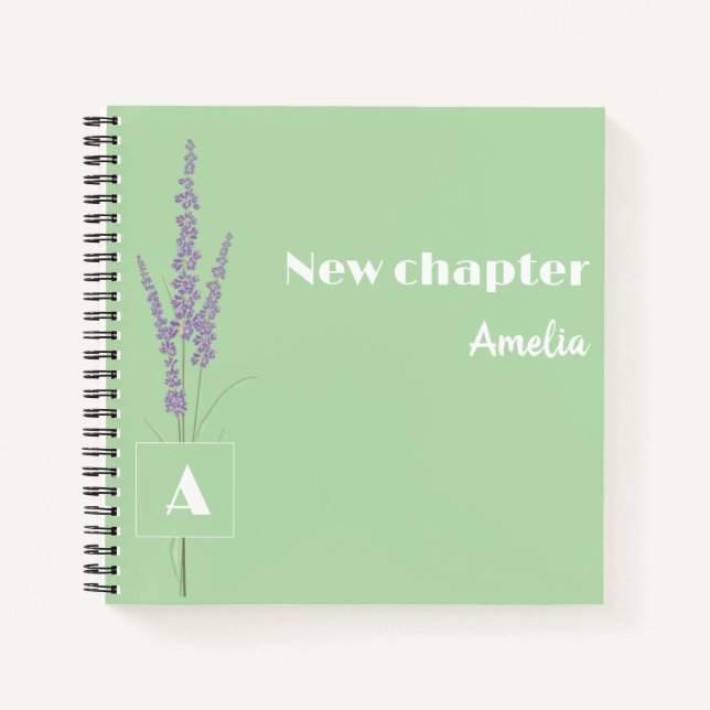 Carnet Nom de la retraite gracieuse monogramme vert clair (Devant)