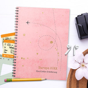 Carnet Nom de l'aspirateur Avion Dark Pink Gold Travel