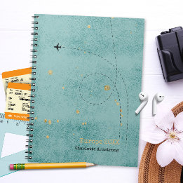 Carnet Nom de l'avion Green Blue Gold Voyage