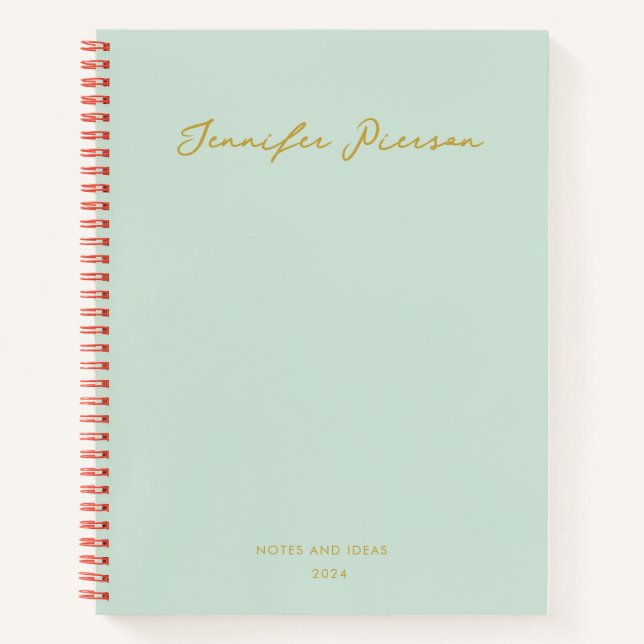 Carnet Nom de l'écriture manuscrite Green Custom Gold (Devant)
