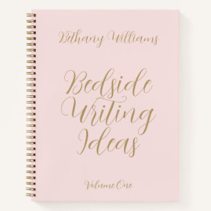 Carnet Nom de l'écrivain tendance Blush Pink Script Gold