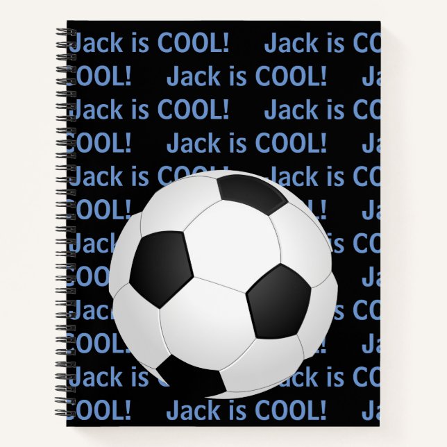 Carnet Nom de l'enfant personnalisé "est Cool" Football (Devant)